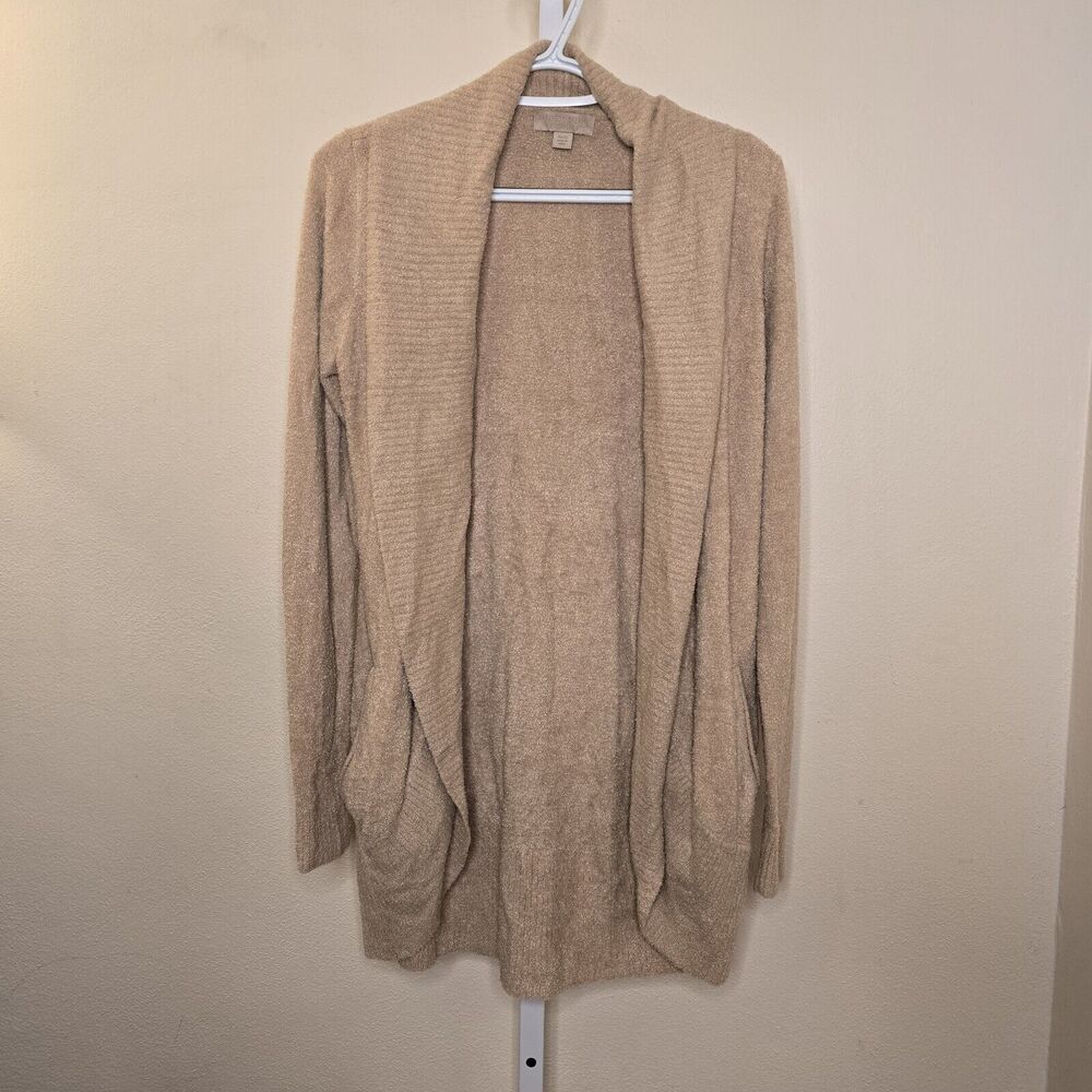 Barefoot Dreams Cozychic Lite Circle Cardi Open Front Pockets Tan Size XS/S